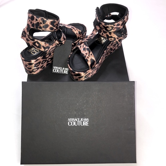 NWT Versace Jeans couture leopard print platform sandals size 8 - Picture 8 of 11